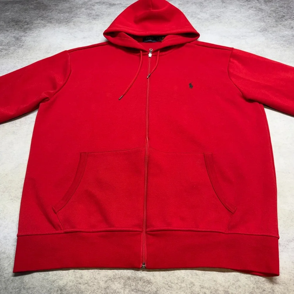 Polo Ralph Lauren Full Zip Hoodie Mens XLT Red Embroidered Pony Logo Sweatshirt
